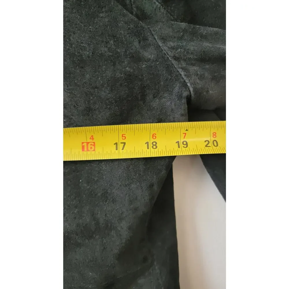 Black Genuine Suede & Fur Trim 70s Glam Whimsygoth Festival Coat - Picture 16 of 16